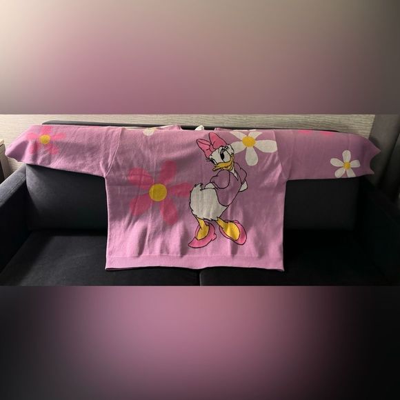 NWT Disney Parks Daisy Duck Flower Knit Pullover Sweatshirt Sweater Plus Size 3X - Picture 15 of 16